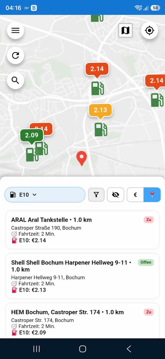 Billig Tanken app screenshot
